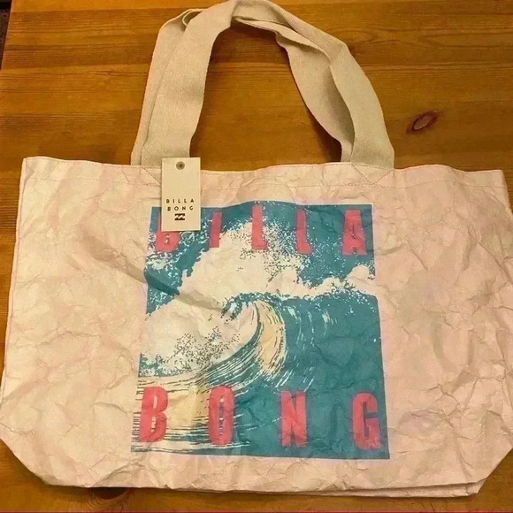 New Billabong Paper Large Tote Bag Billa Waves  Ocean Travel Beach Surfing - Picture 4 of 5